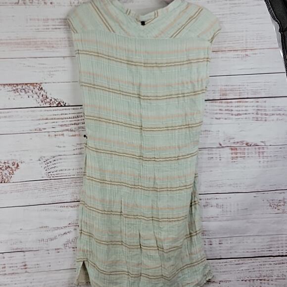 prAna Mint Plaid Button Front Buenos Dias T-Shirt Knee Length Dress Size Small - Picture 14 of 14